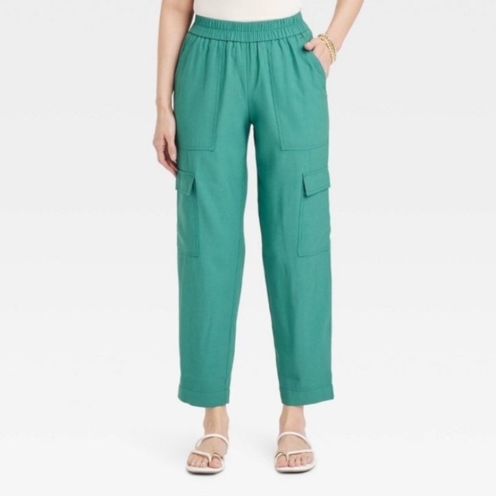 Women's High-Rise Ankle Cargo Pants - A New Day Green XL